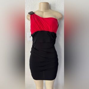 City Triangle sexy Bodycon midi y2k party prom Red and Black Midi Dress